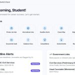 Student dashboard with quick access and alerts.