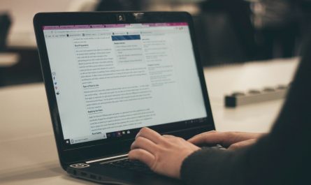 person typing on laptop computer