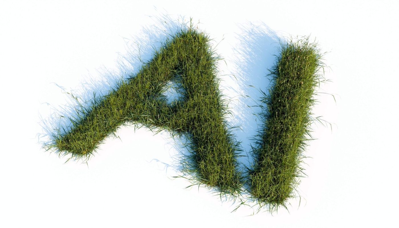 The letters ai made of green grass