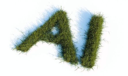 The letters ai made of green grass