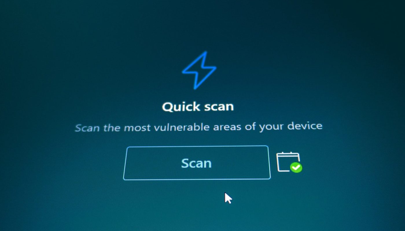 Quick scan button on a blue background