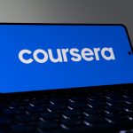 Coursera logo displayed on a smartphone screen.
