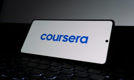 Coursera logo on a smartphone screen.